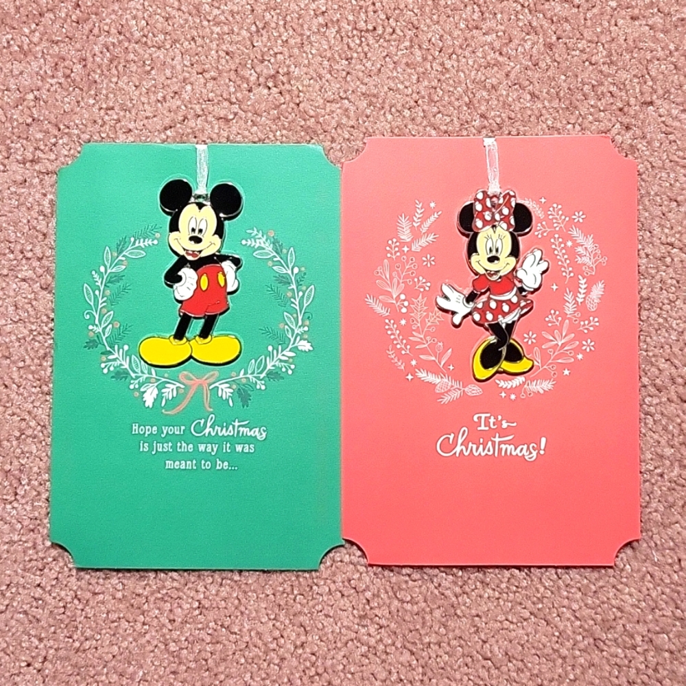 Hallmark Mickey and Minnie Mouse Ornament Cards
